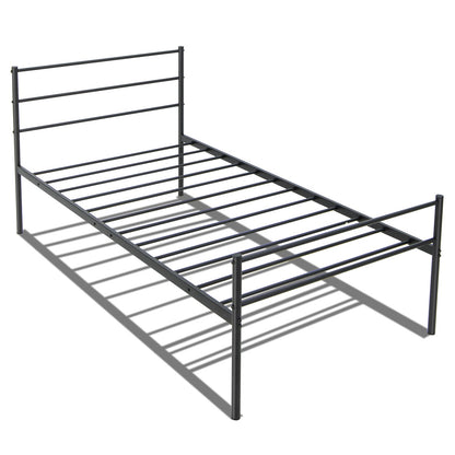 Base de cama de metal individual con cabecero - Negro