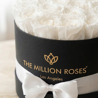Classic Black Box White Roses from The Million Roses, dried flowers in a black box on Tampa Home & Garden Store