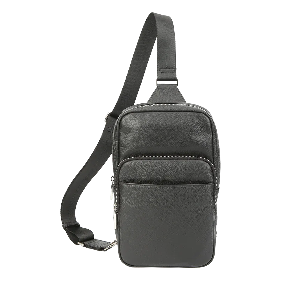 Sac bandoulière en cuir pleine fleur grainé noir pour homme – Voyage et usage quotidien