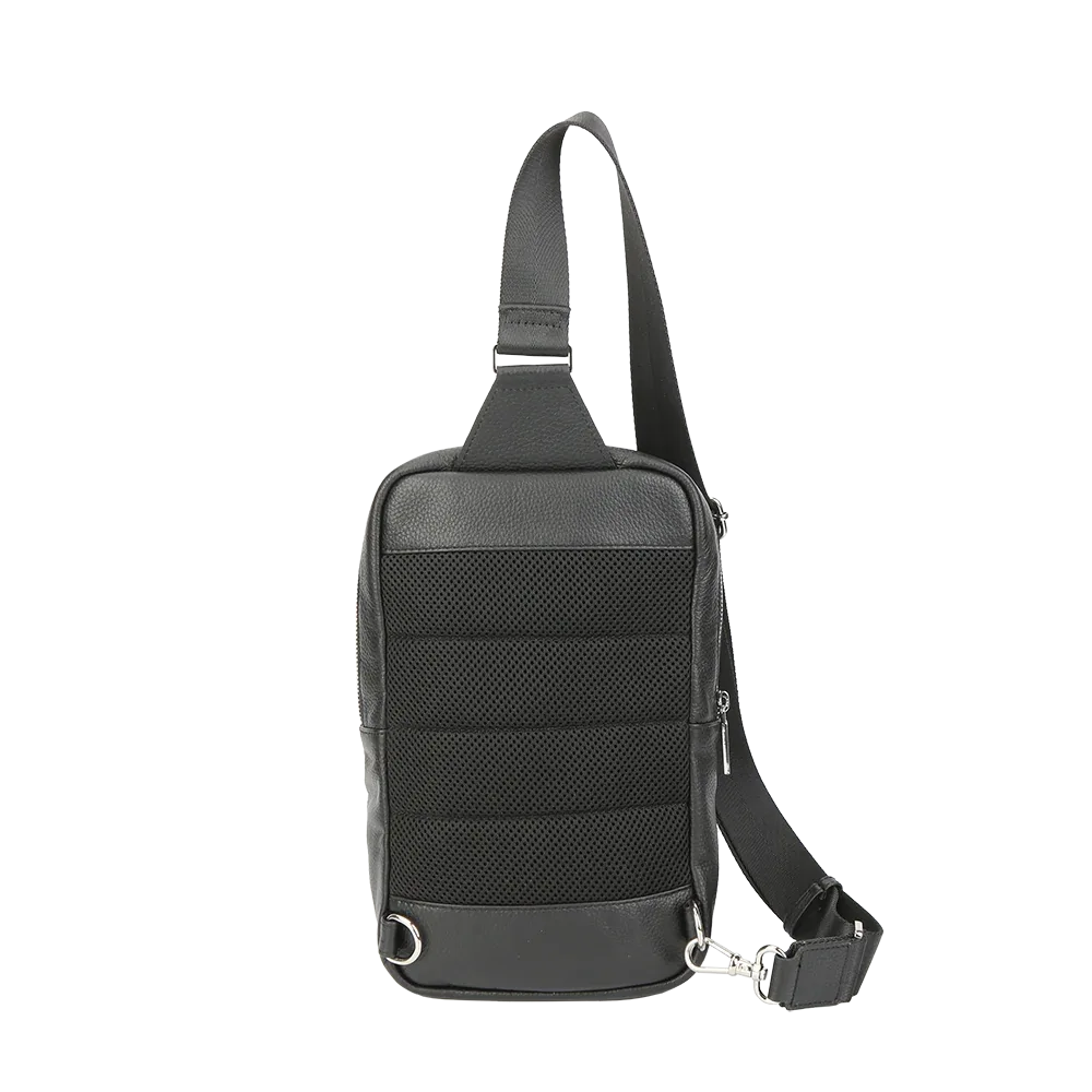 Sac bandoulière en cuir pleine fleur grainé noir pour homme – Voyage et usage quotidien