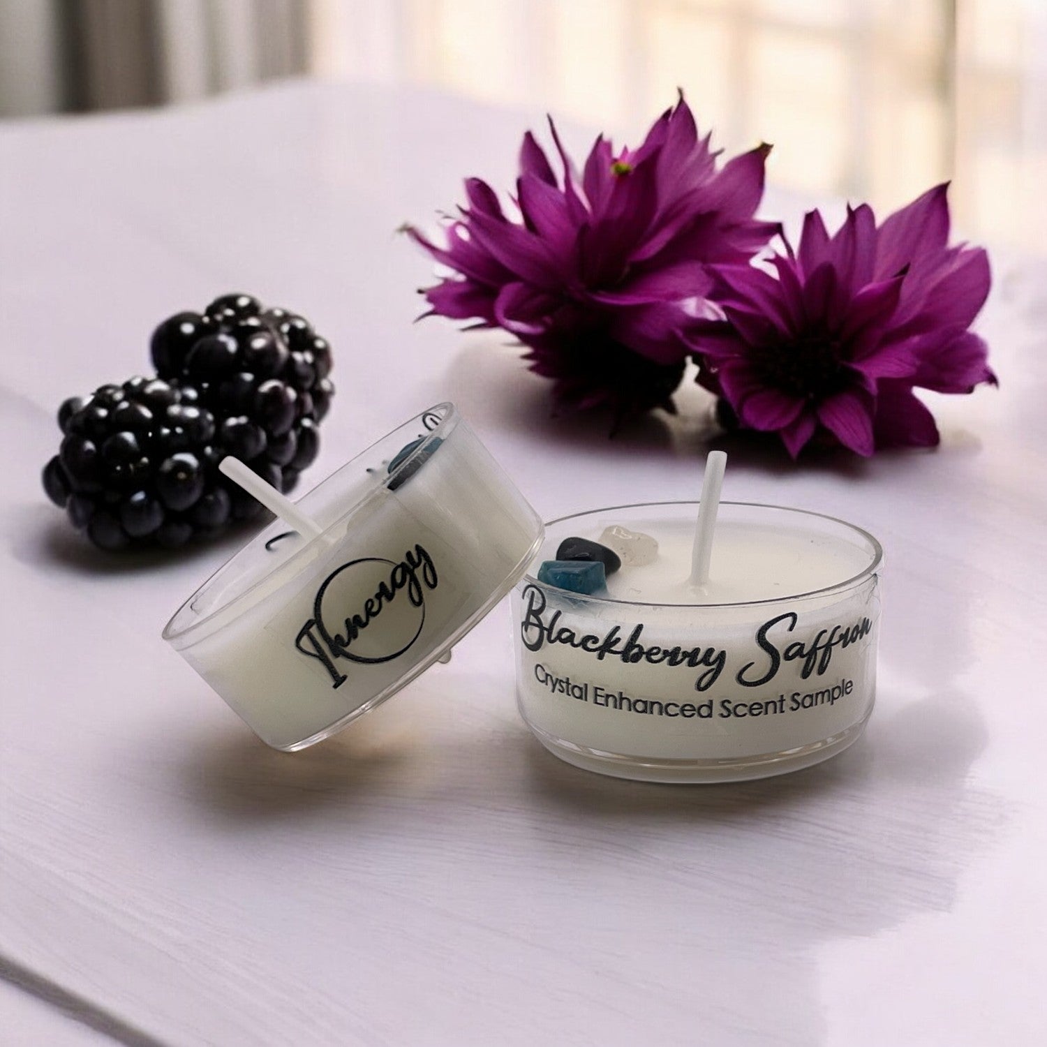 Blackberry Saffron, Premium Coconut-Soy Wax Tea Light Crystal Candle, 1oz - Tampa Home & Garden Store