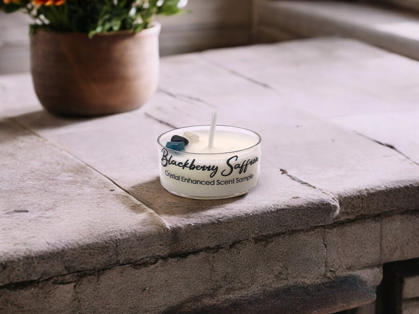 Blackberry Saffron, Premium Coconut-Soy Wax Tea Light Crystal Candle, 1oz - Tampa Home & Garden Store