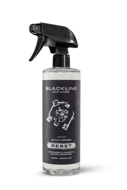 RESET interior cleaner & scent booster spray bottle by Blackline Car Care with black trigger on Tampa Home & Garden Store