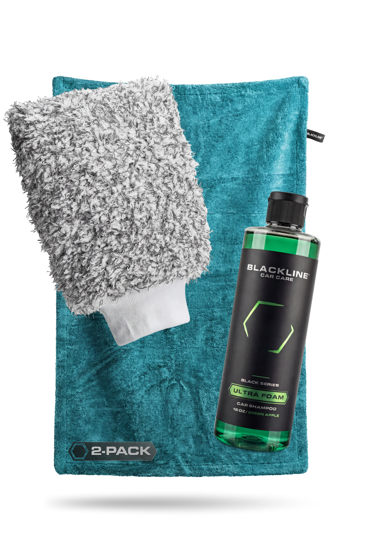 BLACKLINE Twisted-Loop Drying Towel 2-pack teal towel gray towel with Ultra Foam car shampoo on Tampa Home & Garden Store