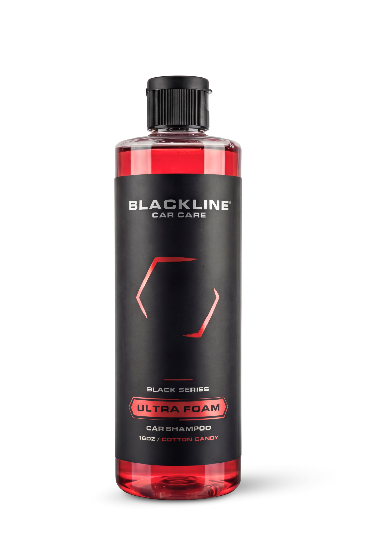 BLACKLINE Car Care ULTRA FOAM car shampoo bottle with red liquid, black label, 16 oz on Tampa Home & Garden Store