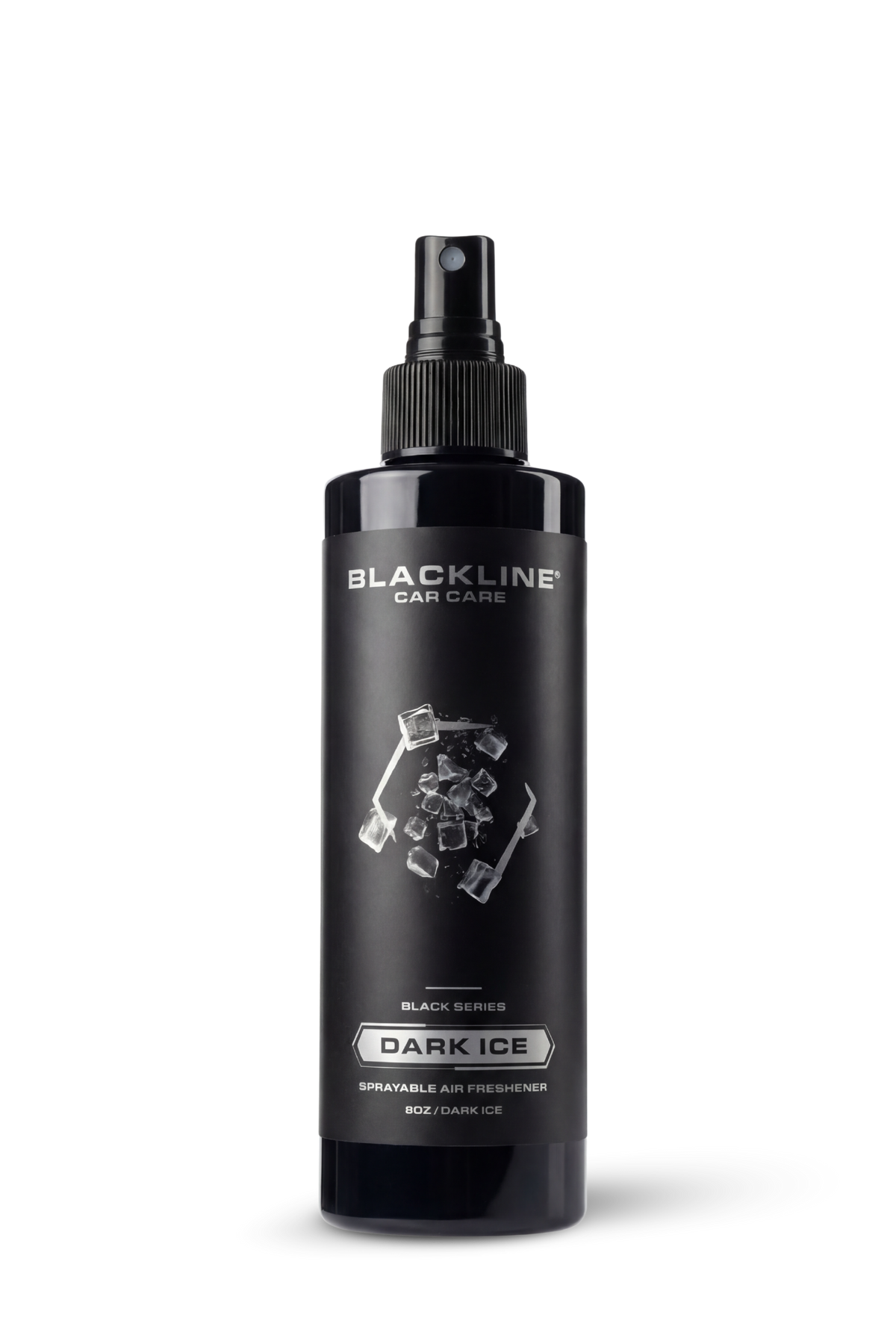 Car air freshener spray bottle, 8oz, Dark Ice, glossy black bottle by Blackline Car Care on Tampa Home & Garden Store