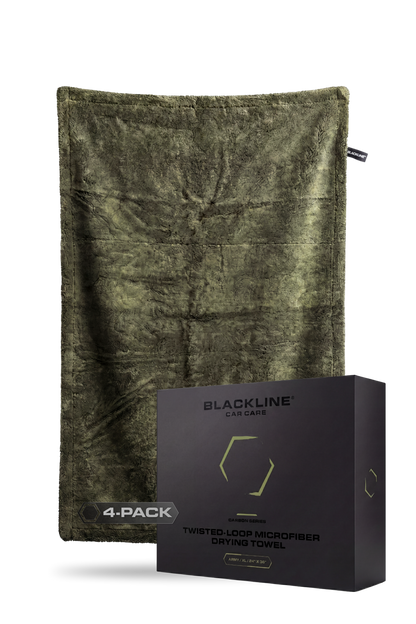 BLACKLINE Twisted-Loop Microfiber Drying Towel olive-green, 4-pack, Blackline Car Care on Tampa Home & Garden Store
