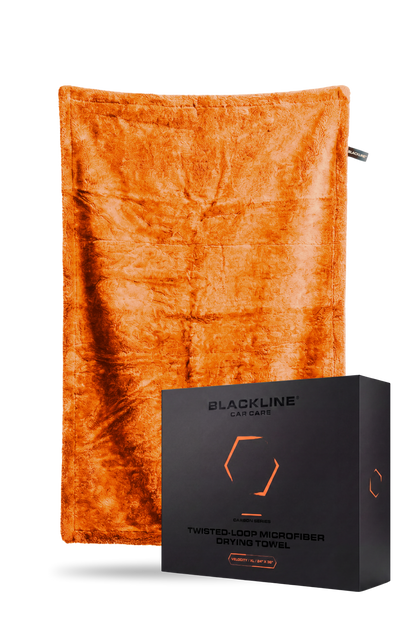 Blackline Car Care orange Twisted-Loop Microfiber Drying Towel with Carbon Series packaging on Tampa Home & Garden Store