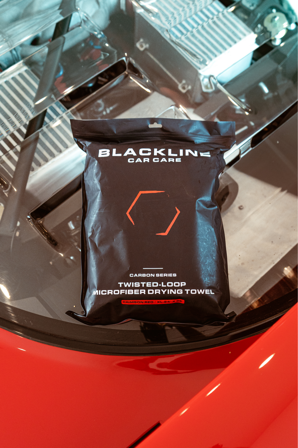 Blackline Car Care Twisted-Loop Microfiber Drying Towel, crimson red XL, carbon series on Tampa Home & Garden Store