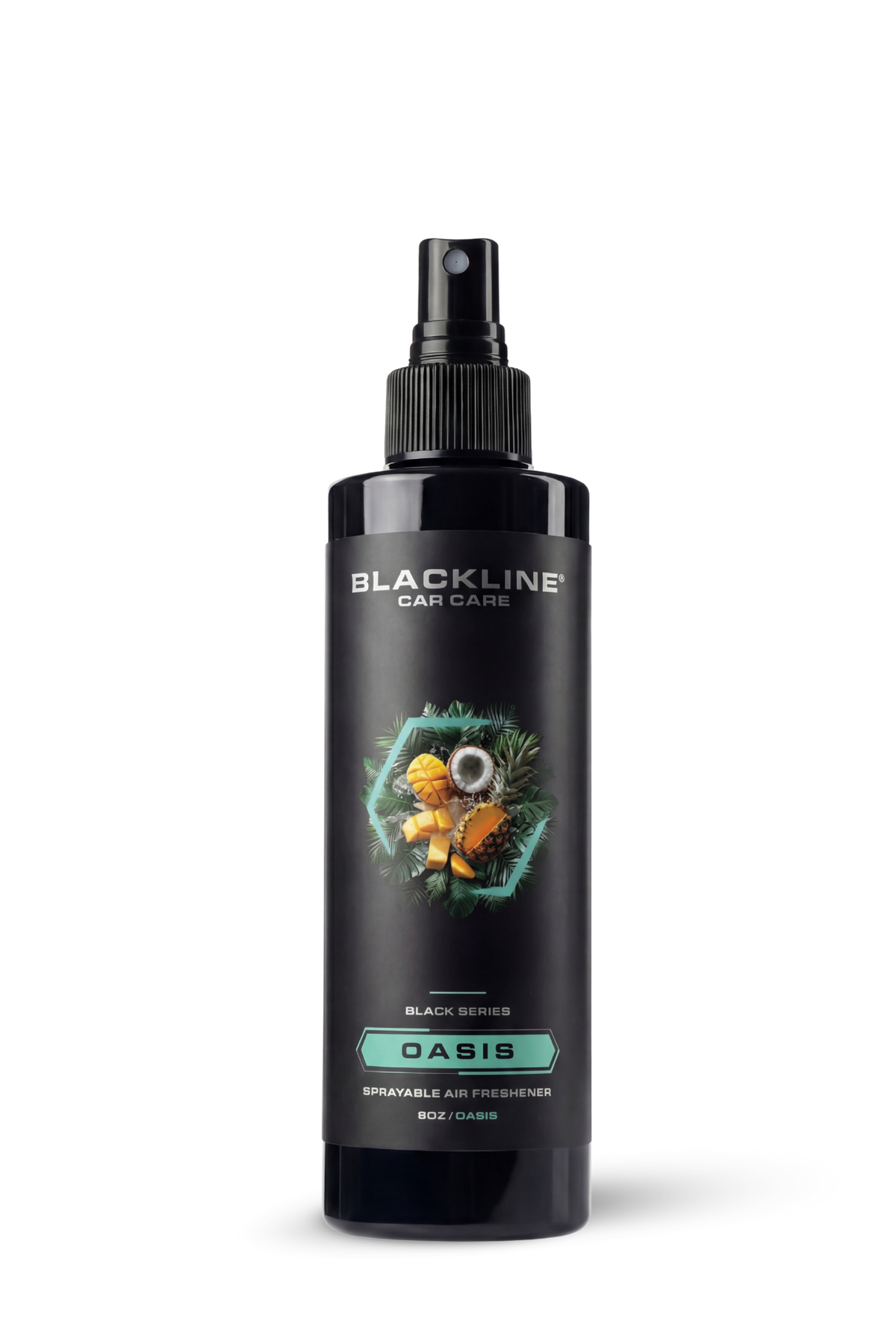 Blackline Car Care 8oz Oasis sprayable car air freshener bottle, black glossy finish on Tampa Home & Garden Store