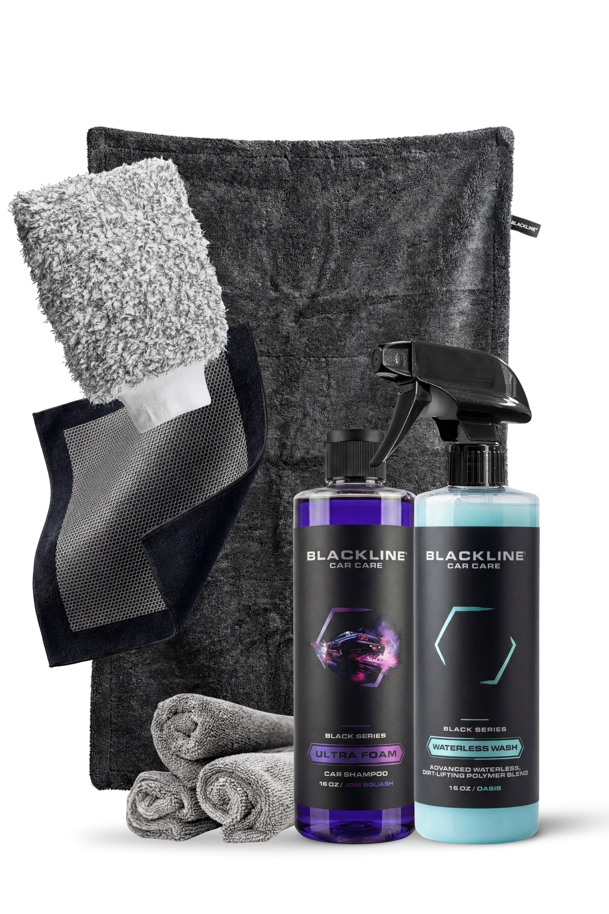 BLACKLINE ULTRA FOAM car shampoo from Blackline Car Care with microfiber wash mitt and towels on Tampa Home & Garden Store