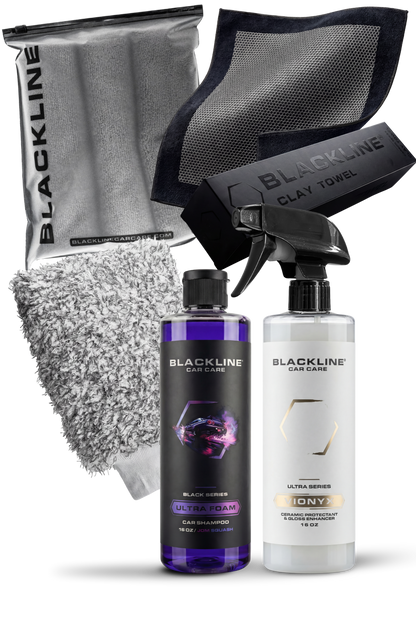 BLACKLINE VIONYX Ceramic Protectant bottle with clay towel and car care kit accessories on Tampa Home & Garden Store
