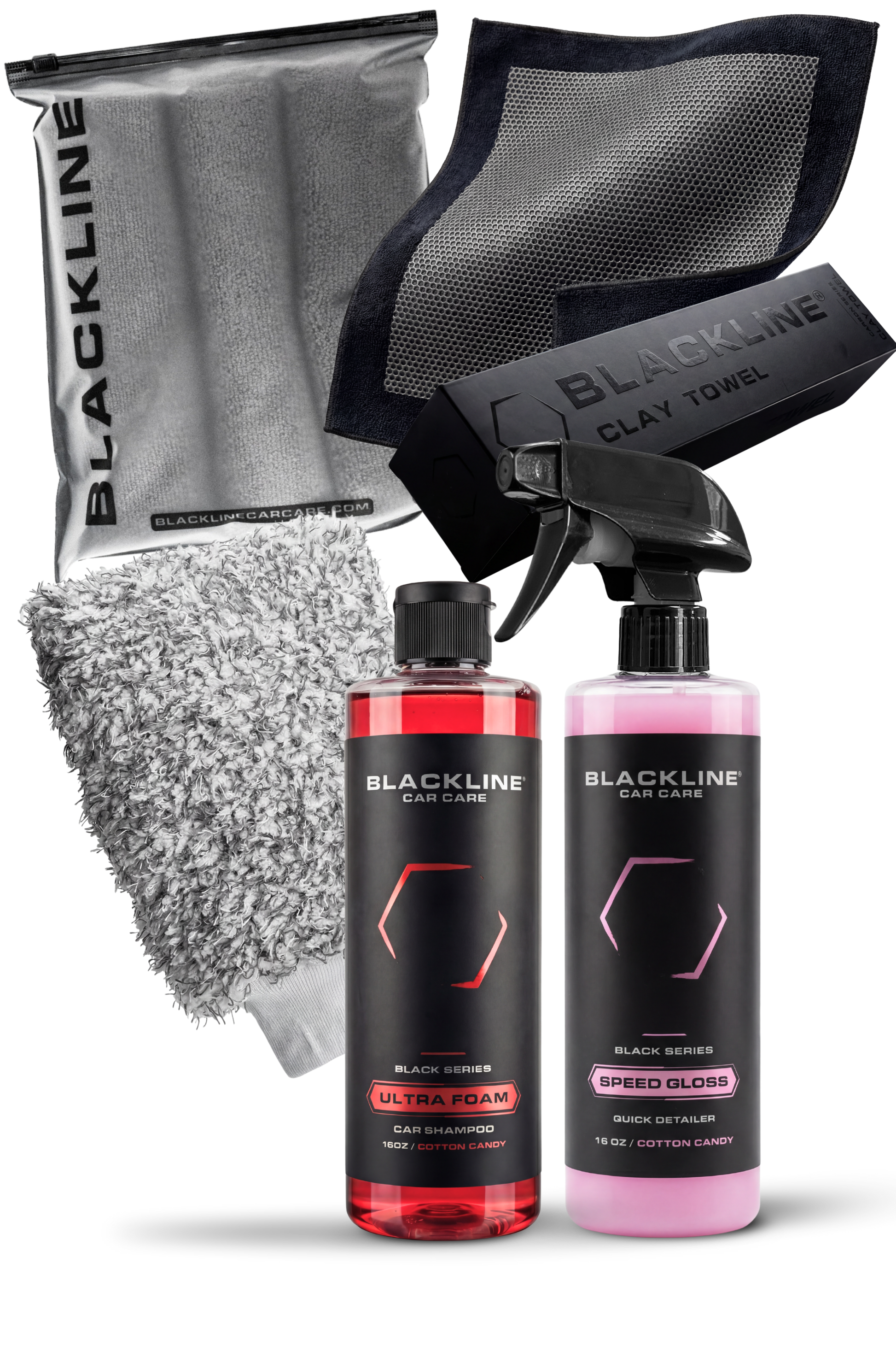 Speed Gloss Quick Detailer kit by Blackline Car Care with red Ultra Foam shampoo and clay towel on Tampa Home & Garden Store