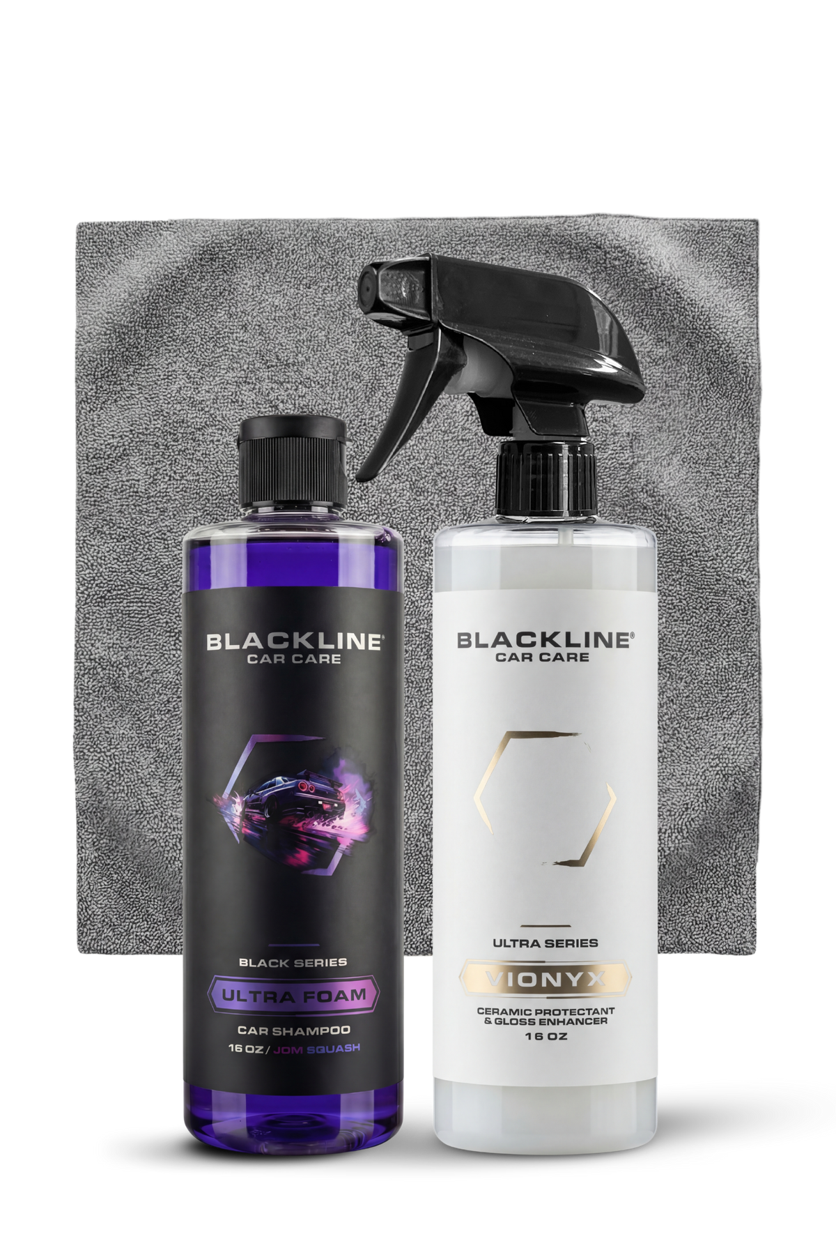 Two Blackline Car Care bottles: VIONYX ceramic protectant and Ultra Foam shampoo on Tampa Home & Garden Store