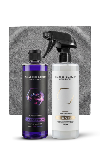 Two Blackline Car Care bottles: VIONYX ceramic protectant and Ultra Foam shampoo on Tampa Home & Garden Store