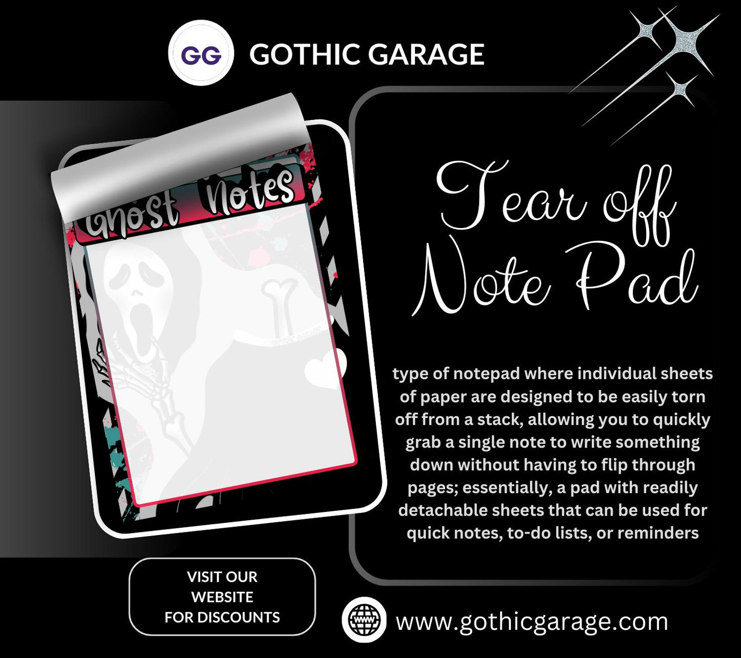 Blank Ghost Notes Tear-Off Notepad – 50 Sheets of Spooky Cute Stationery for Horror Fans & Hauntingly Organized Lists - Tampa Home & Garden Store