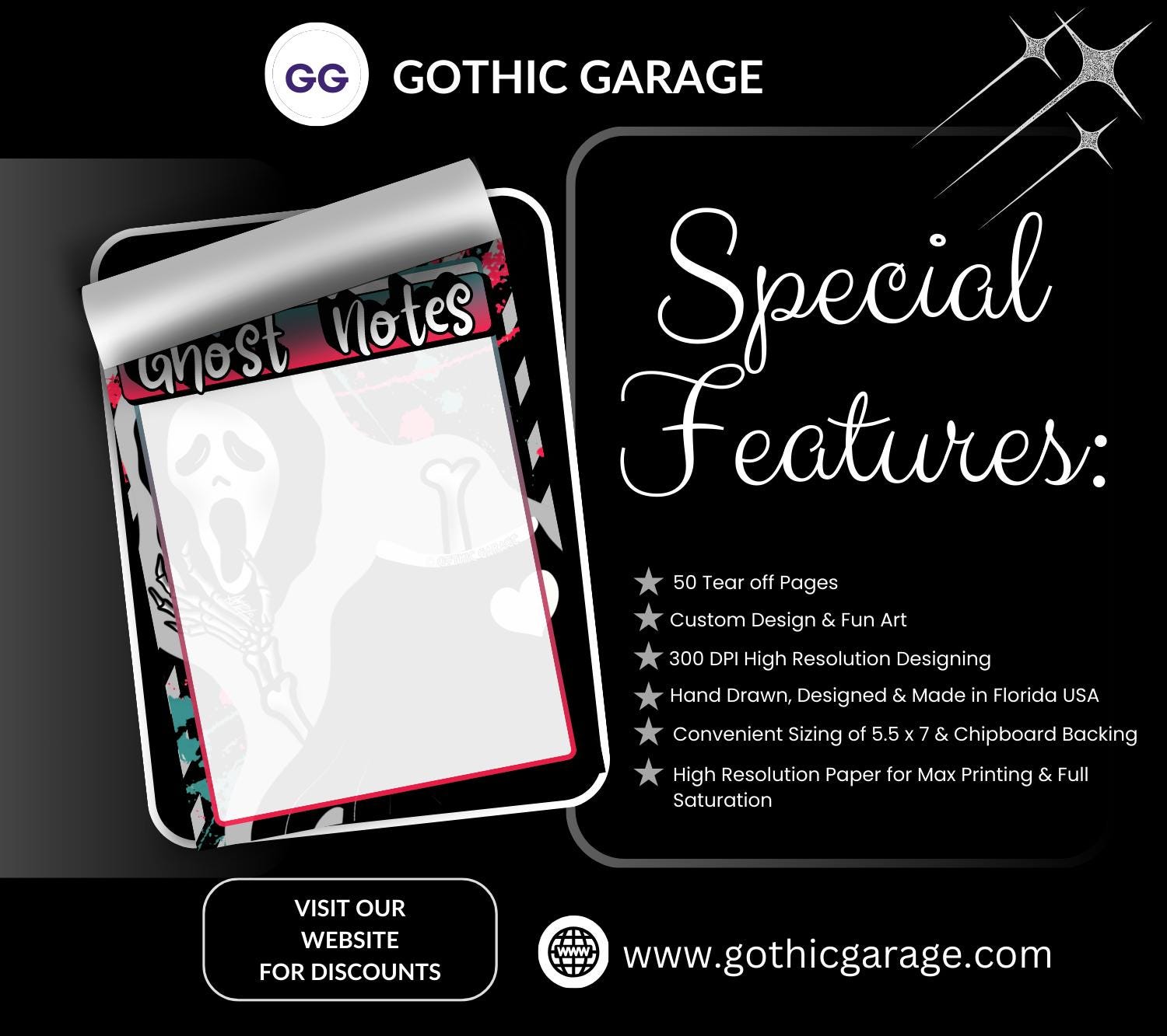 Blank Ghost Notes Tear-Off Notepad – 50 Sheets of Spooky Cute Stationery for Horror Fans & Hauntingly Organized Lists - Tampa Home & Garden Store