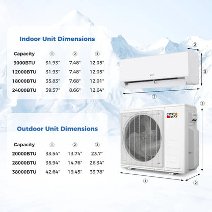 Blast Pro 20000 BTU 2 Zone 23 SEER2 Mini Split AC