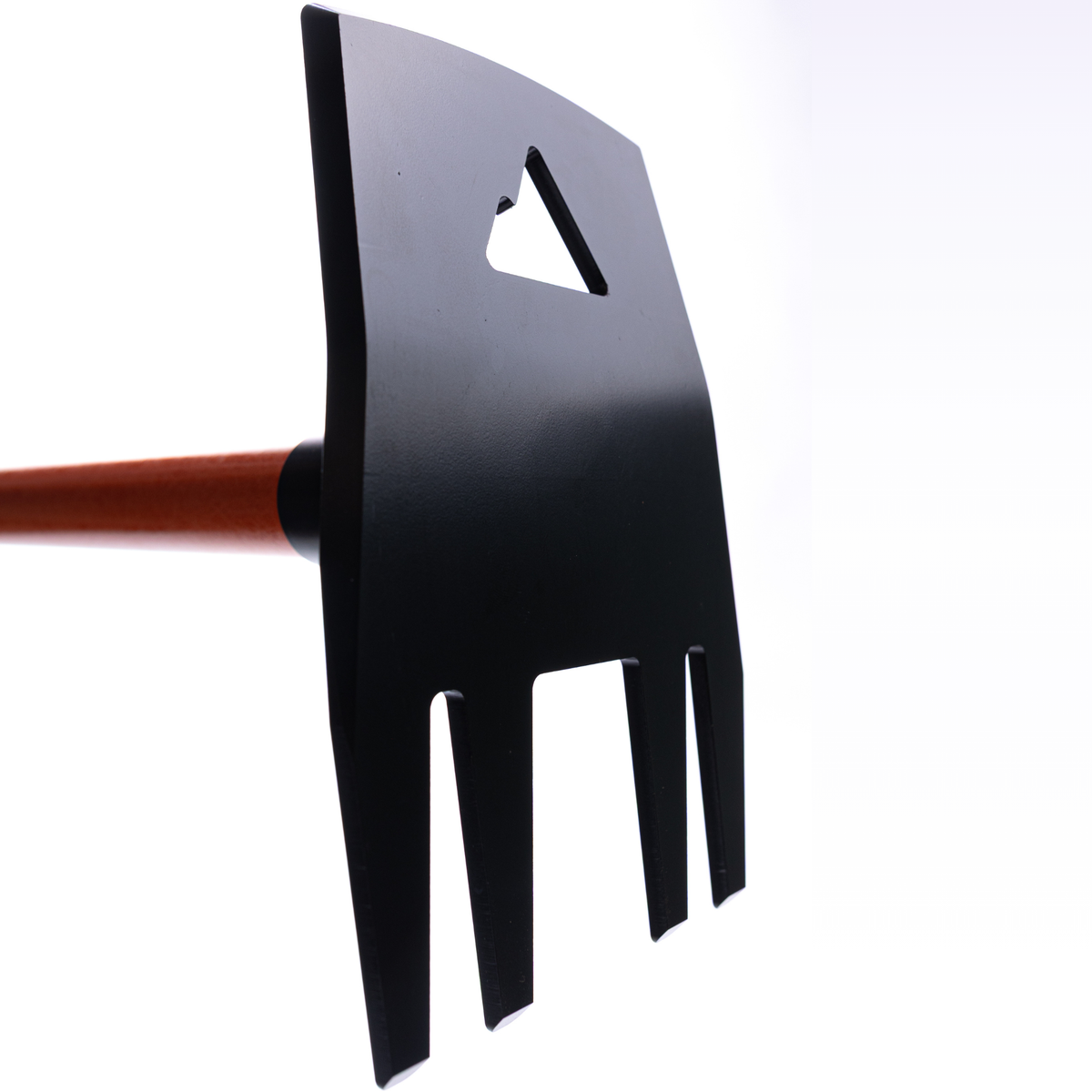 Blaze tool head by Backslope Tools, black metal with forked prongs on Tampa Home & Garden Store
