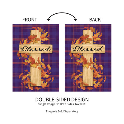 Blessed Cross Burlap Garden Flag - Tampa Home & Garden Store