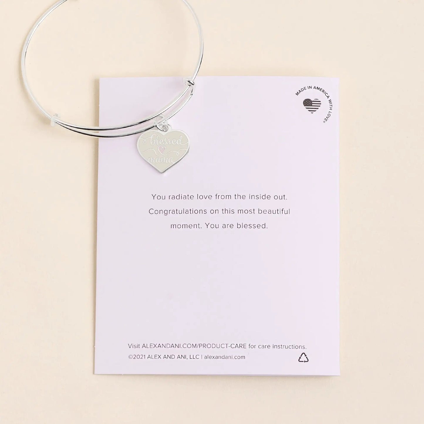 Blessed Mama Charm Bangle for Moms with Love