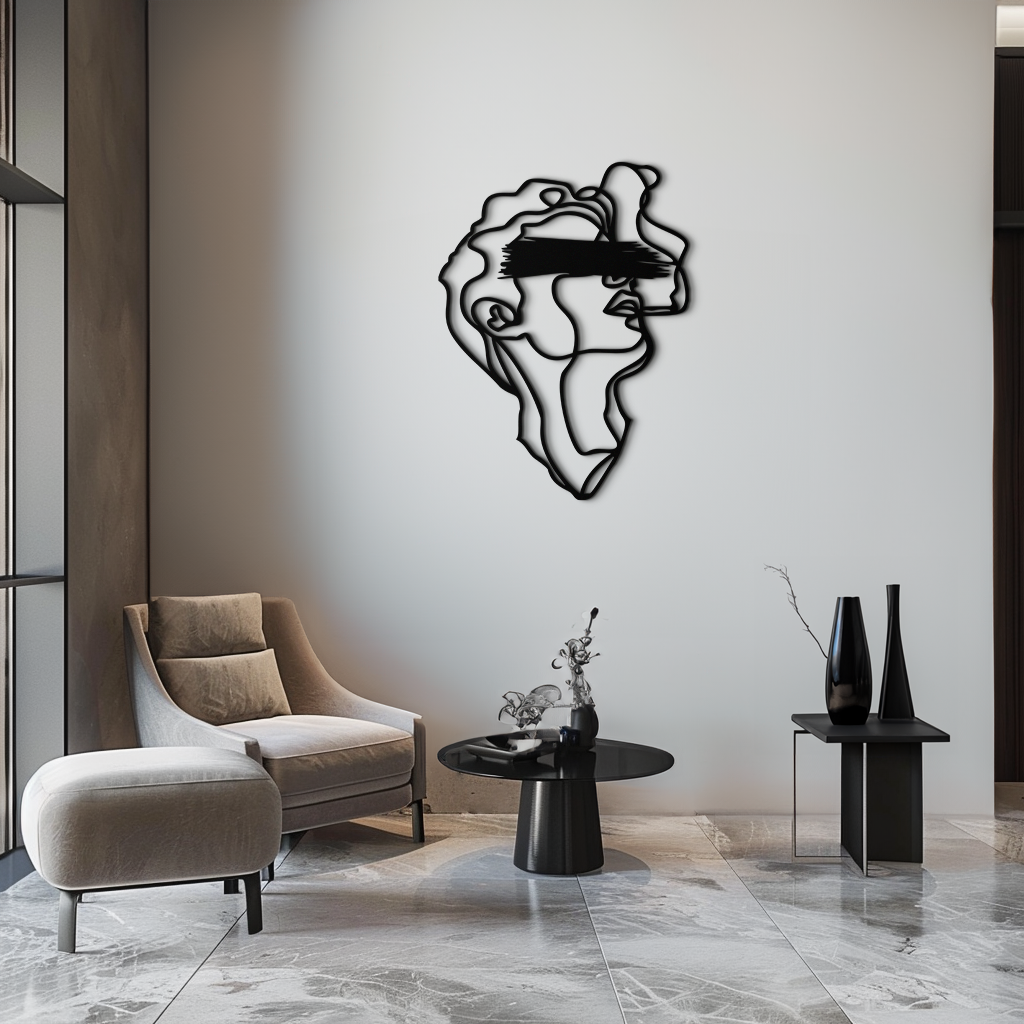 Blindfolded Men Metal Wall Art - Abstract Minimalist Line Art Decor- KAF170 - Tampa Home & Garden Store