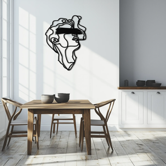Blindfolded Men Metal Wall Art abstract line design in black metal on white wall on Tampa Home & Garden Store