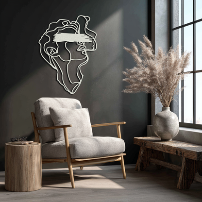 Blindfolded Men Metal Wall Art - Abstract Minimalist Line Art Decor- KAF170 - Tampa Home & Garden Store