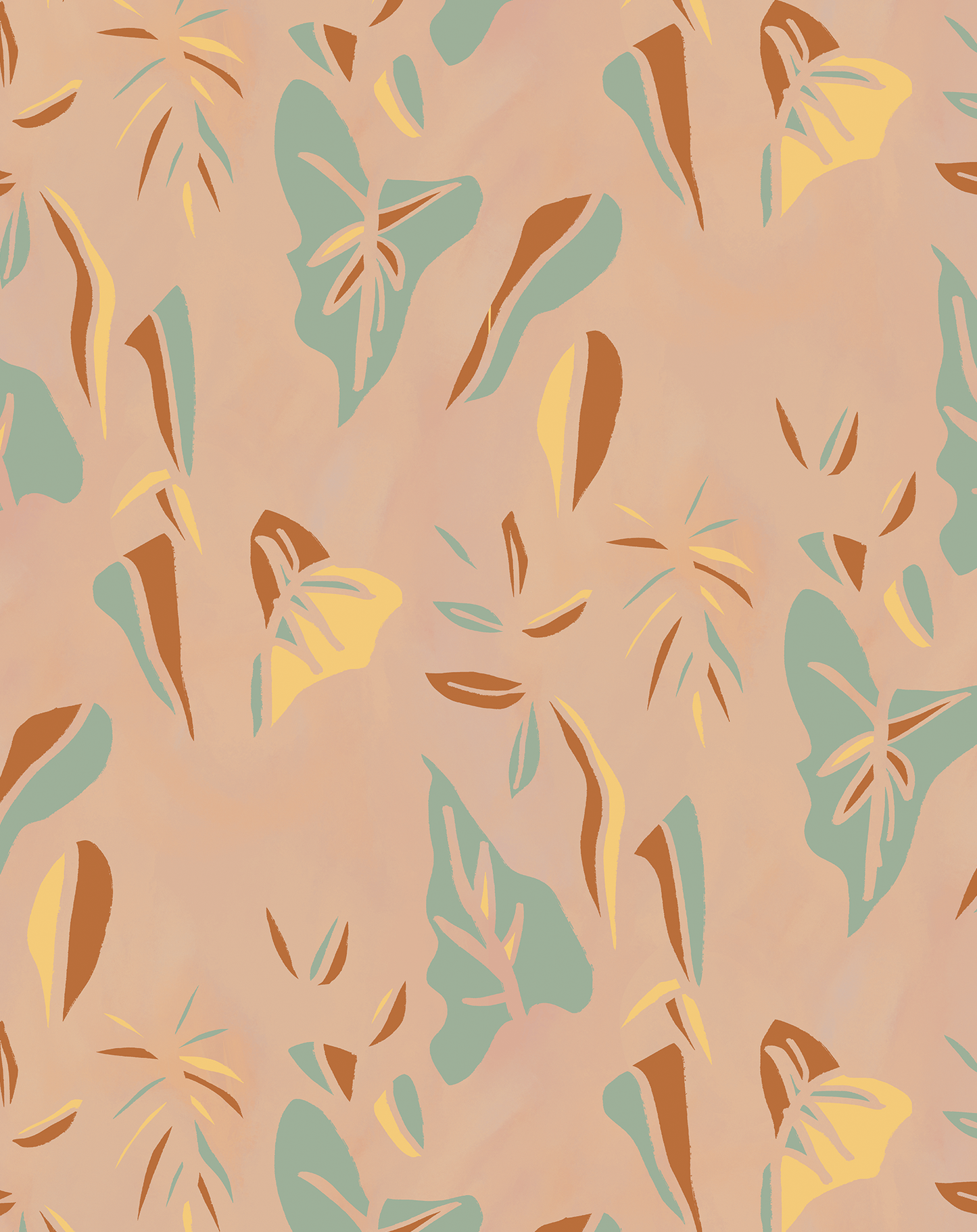 Block Print Foliage Wallpaper, peach and mint - Tampa Home & Garden Store