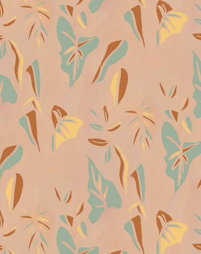 Block Print Foliage Wallpaper, peach and mint - Tampa Home & Garden Store