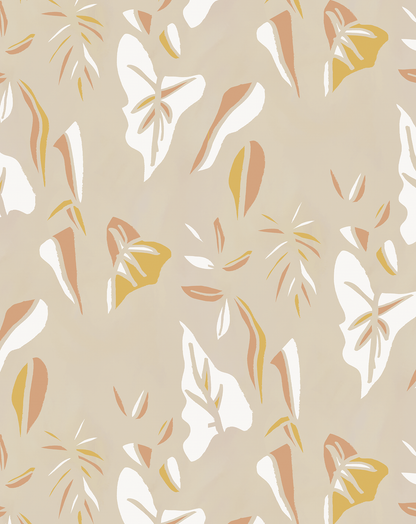 Block Print Foliage Wallpaper, tan and peach - Tampa Home & Garden Store