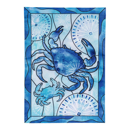 Blue Coastal Framed Crab Applique Garden Flag - Tampa Home & Garden Store