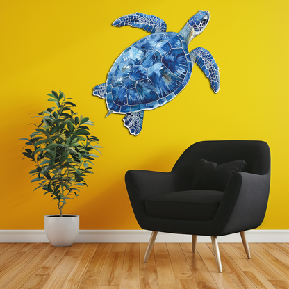 Blue Mosaic Sea Turtle Metal Wall Art – Ocean UV Decor-KAFUVM007 - Tampa Home & Garden Store
