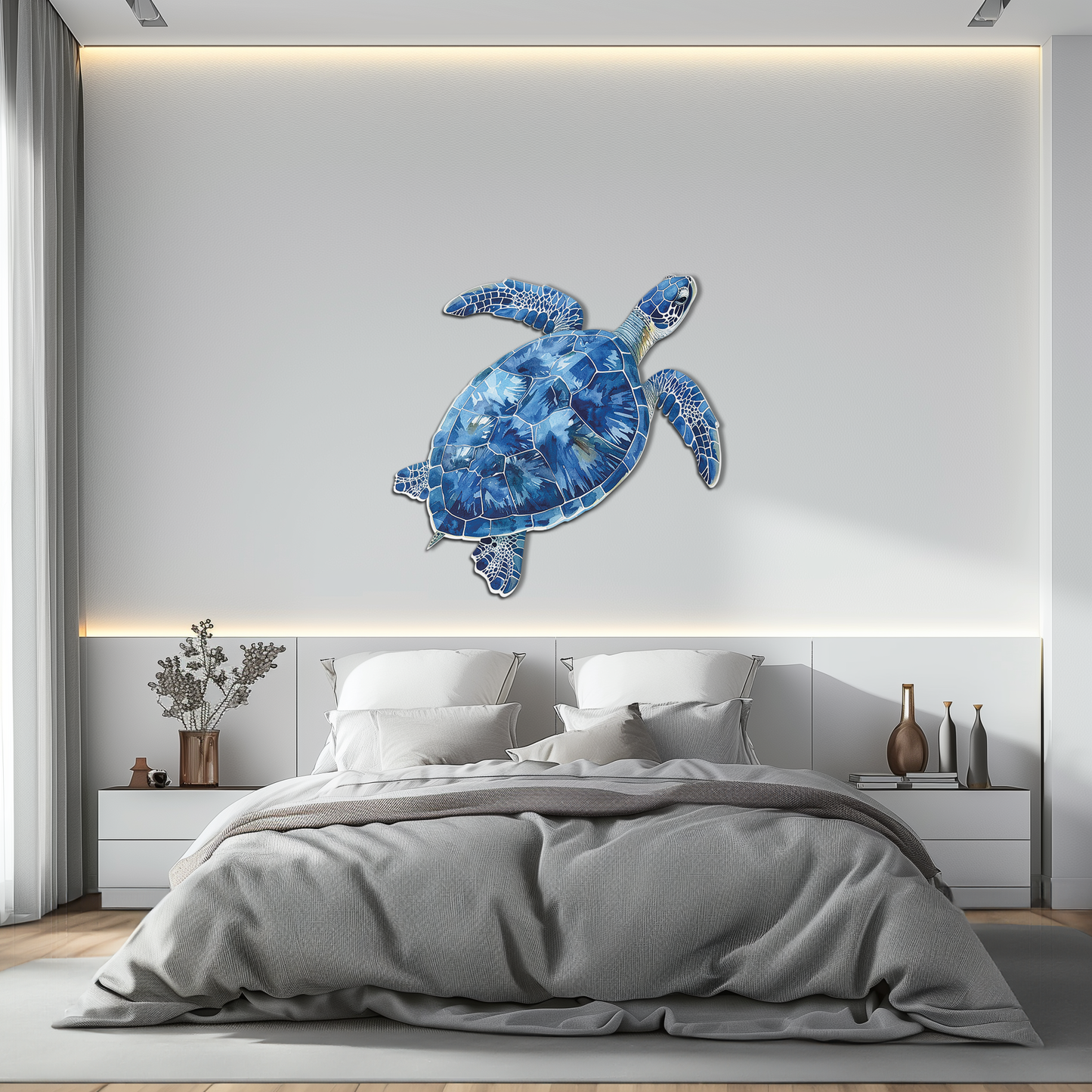 Blue Mosaic Sea Turtle Metal Wall Art – Ocean UV Decor-KAFUVM007 - Tampa Home & Garden Store
