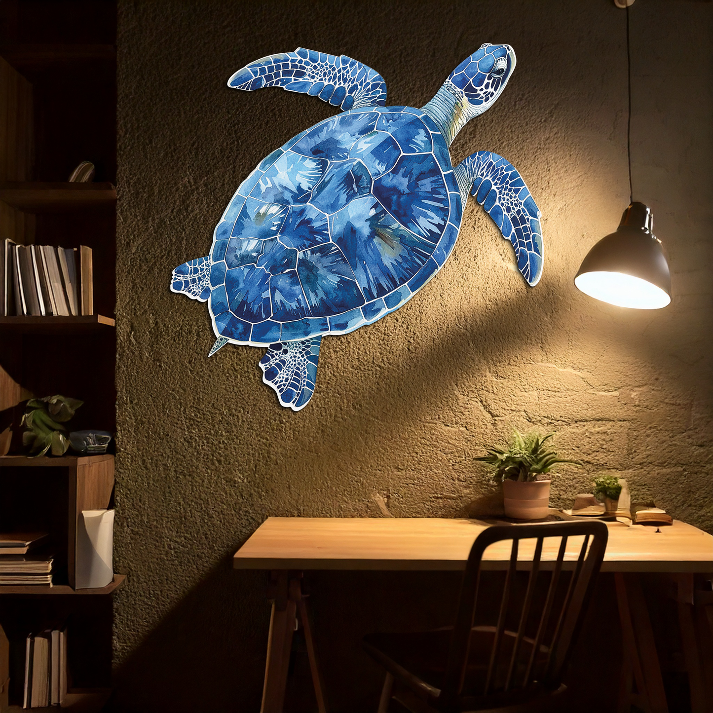 Blue Mosaic Sea Turtle Metal Wall Art – Ocean UV Decor-KAFUVM007 - Tampa Home & Garden Store