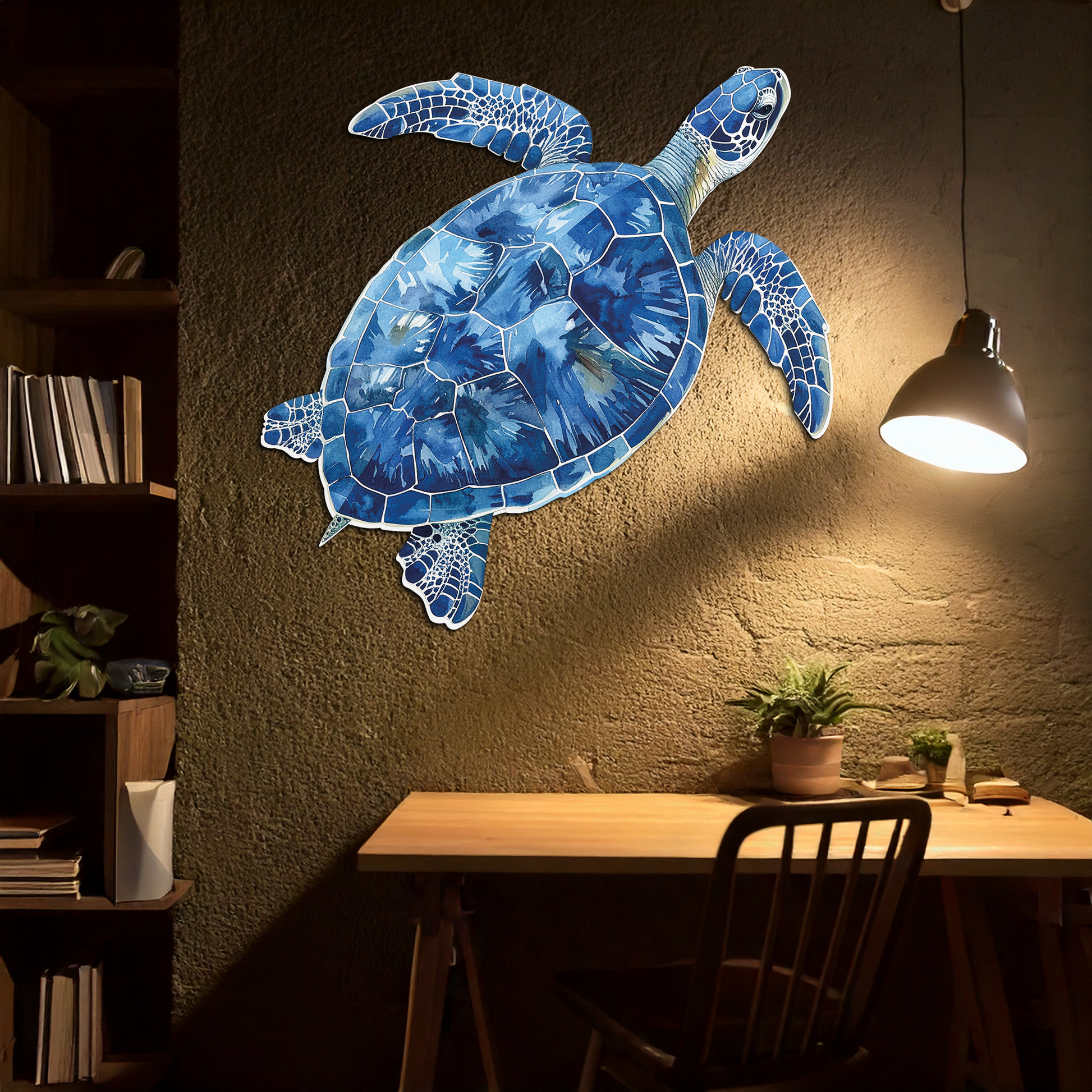 Blue Mosaic Sea Turtle Metal Wall Art – Ocean UV Decor-KAFUVM007 - Tampa Home & Garden Store