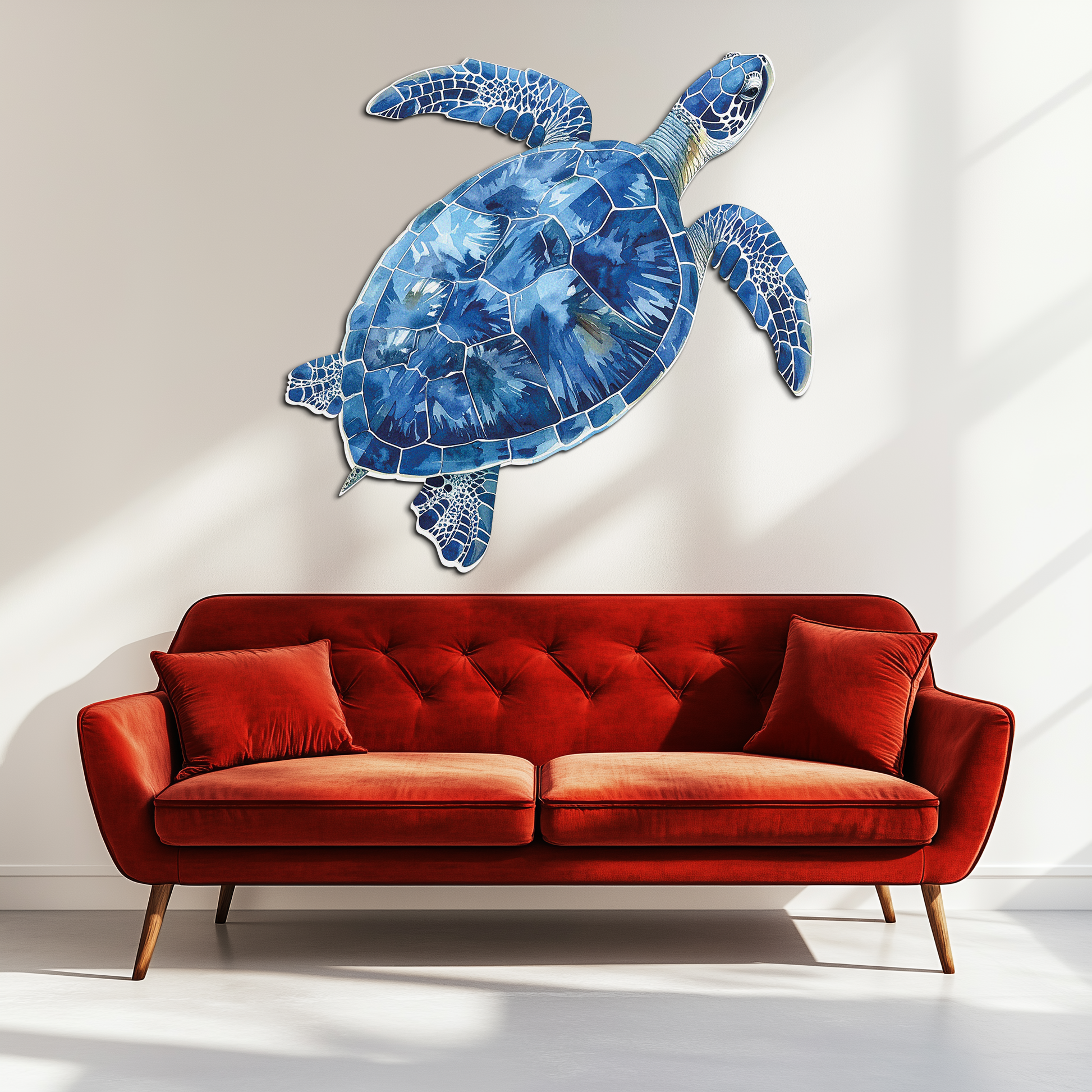 Blue Mosaic Sea Turtle Metal Wall Art – Ocean UV Decor-KAFUVM007 - Tampa Home & Garden Store