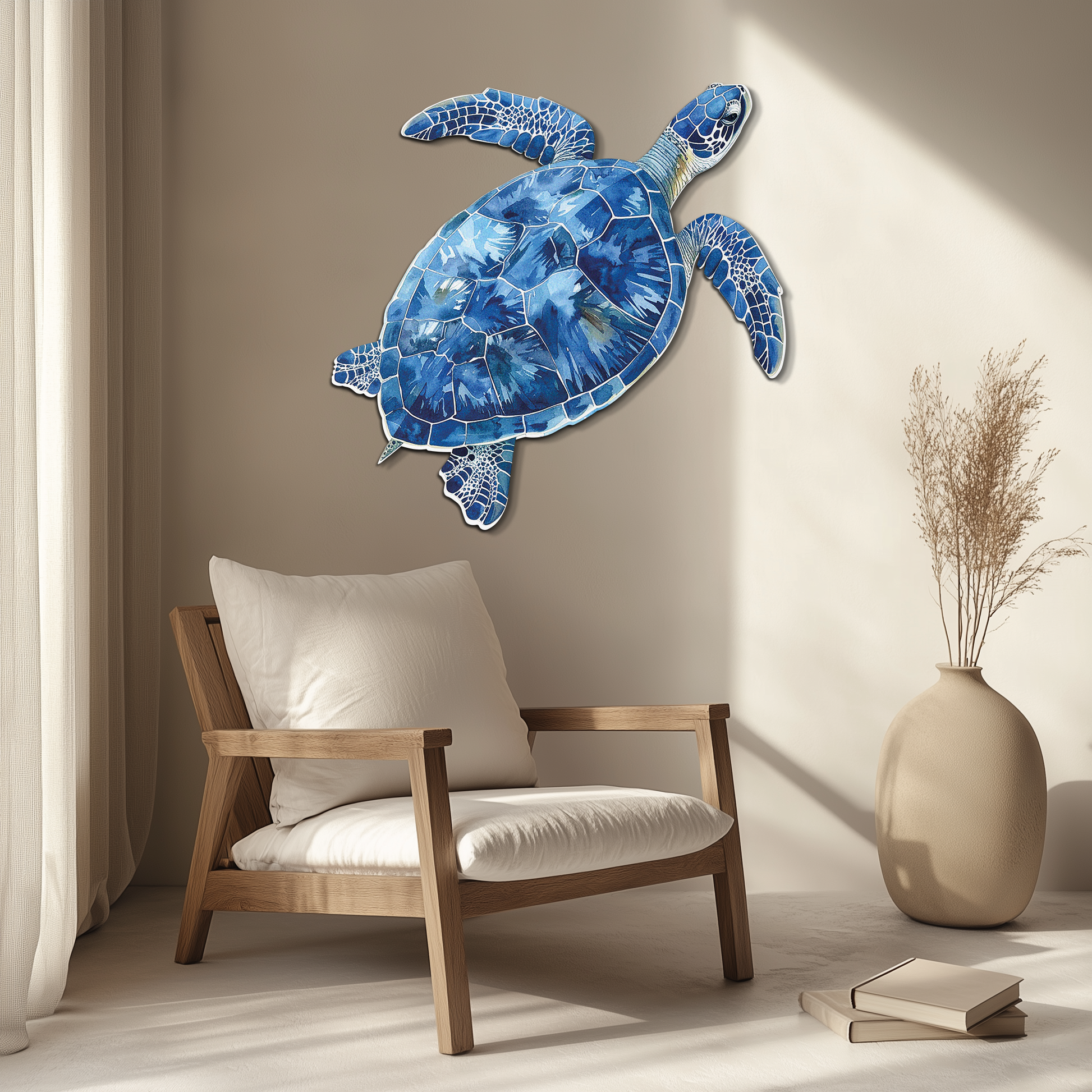 Blue Mosaic Sea Turtle Metal Wall Art – Ocean UV Decor-KAFUVM007 - Tampa Home & Garden Store