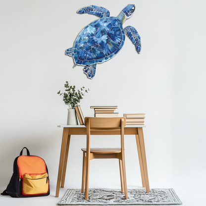 Blue Mosaic Sea Turtle Metal Wall Art – Ocean UV Decor-KAFUVM007 - Tampa Home & Garden Store