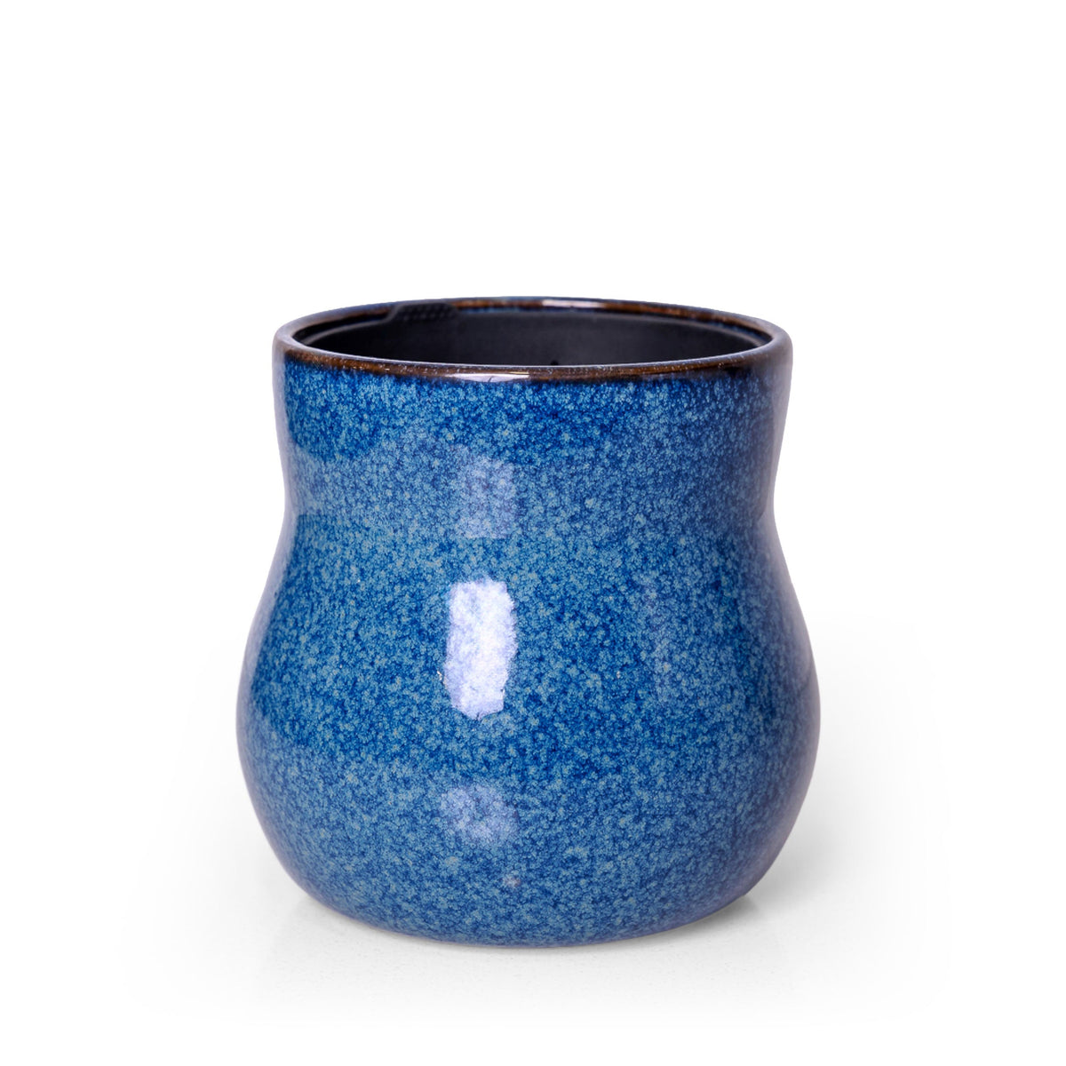 Ceramic plant pot River Blue glaze with glossy speckled finish on Tampa Home & Garden Store
