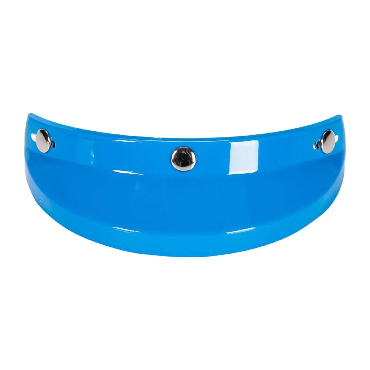 Visor for 3/4 helmet BikerZoneZ, blue plastic with metal snap mounts on Tampa Home & Garden Store