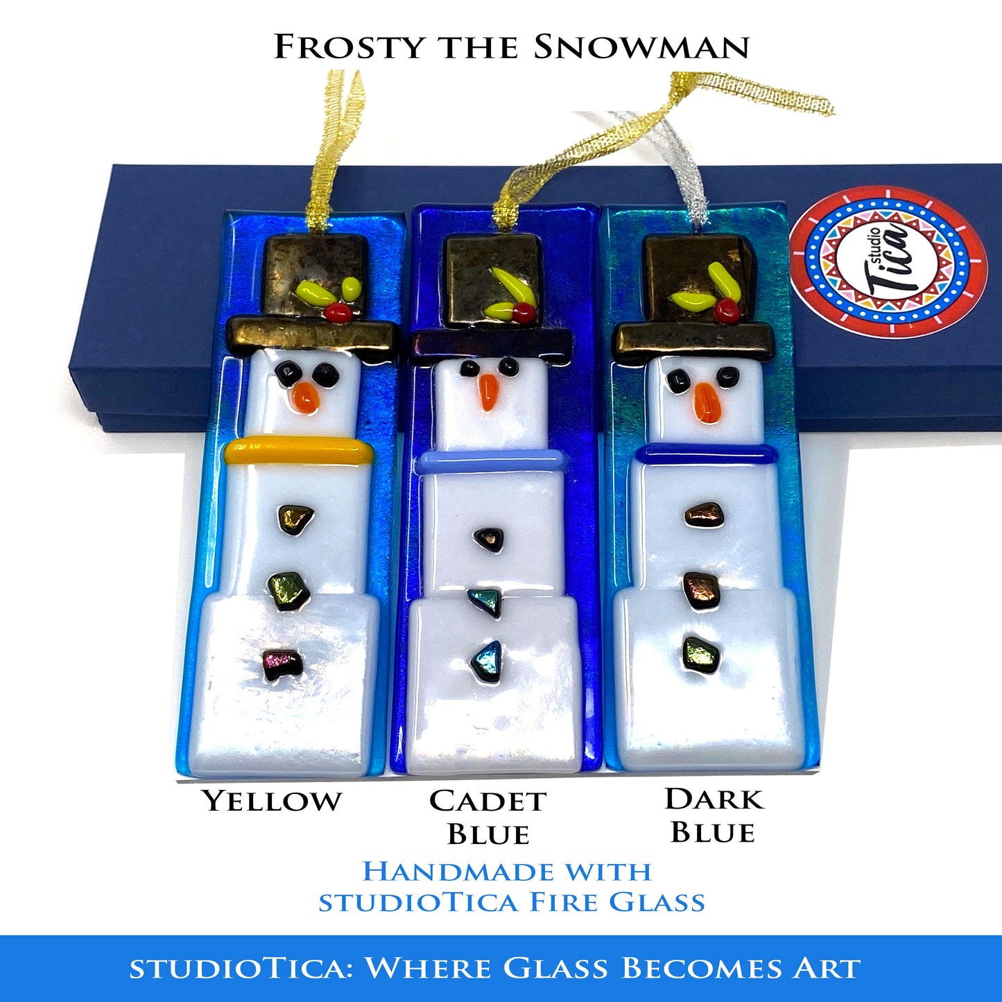 Adorno de cristal hecho a mano - Frosty el muñeco de nieve