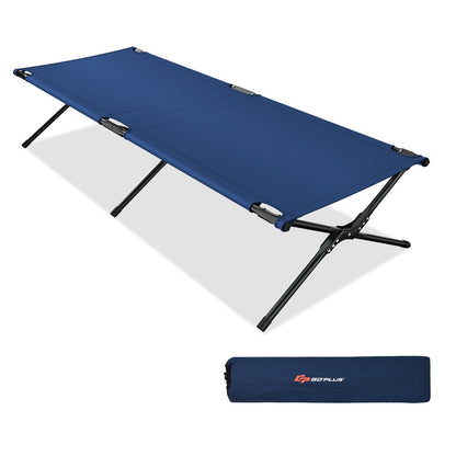 Adults Kids folding camping cot blue with black metal frame carry bag on Tampa Home & Garden Store