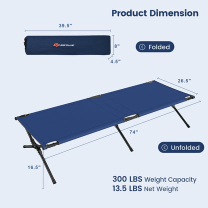 GemGear folding camping cot for adults and kids blue fabric steel frame 300 lbs capacity on Tampa Home & Garden Store