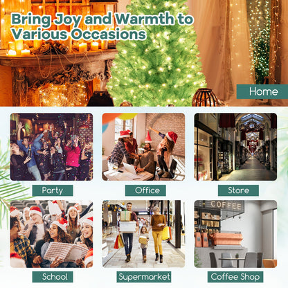 6/7 FT Blue Artificial Christmas Tree with 280/380 Warm White LED Lights and Foldable Metal Stand-6 FT