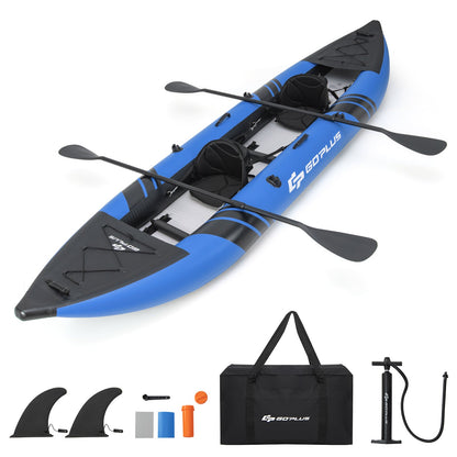 GemGear inflatable 2-person kayak blue with trim, two seats, aluminium oars and repair kit on Tampa Home & Garden Store