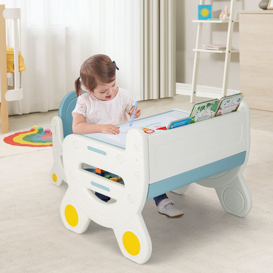 Kids Drawing Table and Chair Set with Watercolor Pens and Blackboard Eraser - Tampa Home & Garden Store