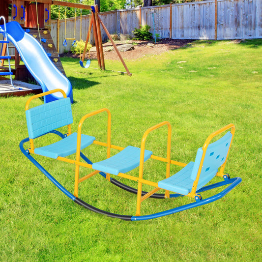 Outdoor Kids Seesaw Swivel Teeter for 3 to 8 Years Old-Blue - Tampa Home & Garden Store