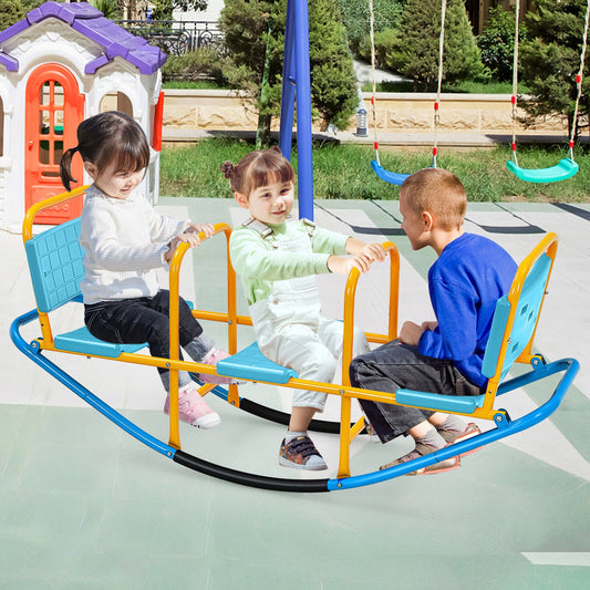 Outdoor Kids Seesaw Swivel Teeter for 3 to 8 Years Old-Blue - Tampa Home & Garden Store