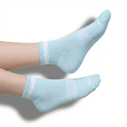 DeadSoxy Women's Quarter Crew athletic socks 4-pack in light blue on Tampa Home & Garden Store